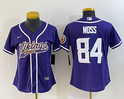 Women's Nike Minnesota Vikings #84 Randy Moss Purple Joint Authentic Stitched baseball jersey