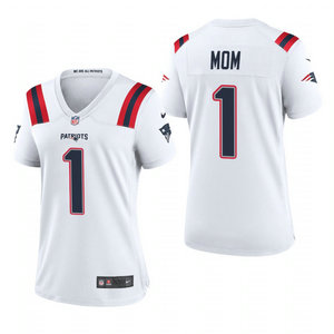 Women's Nike New England Patriots #1 Dad White 2021 Mother's Day Authentic Stitched NFL Jersey
