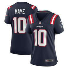 Women's Nike New England Patriots #10 Drake Maye Navy Vapor Untouchable Authentic Stitched NFL Jersey