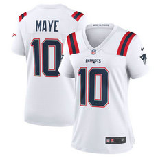 Women's Nike New England Patriots #10 Drake Maye White Vapor Untouchable Authentic Stitched NFL Jersey