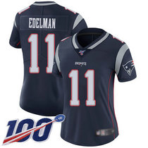 Women's Nike New England Patriots #11 Julian Edelman 100th Season Blue Vapor Untouchable Authentic Stitched NFL Jersey