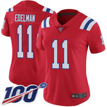 Women's Nike New England Patriots #11 Julian Edelman 100th Season Red Vapor Untouchable Authentic Stitched NFL Jersey
