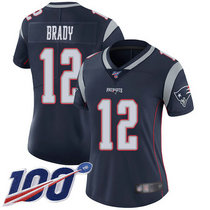 Women's Nike New England Patriots #12 Tom Brady 100th Season Blue Vapor Untouchable Limited Authentic Stitched NFL Jersey