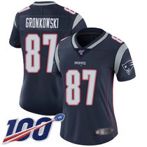 Women's Nike New England Patriots #87 Rob Gronkowski 100th Season Blue Vapor Untouchable Limited Authentic Stitched NFL Jersey