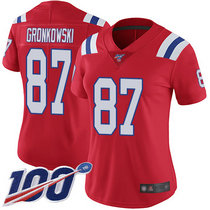 Women's Nike New England Patriots #87 Rob Gronkowski 100th Season Red Vapor Untouchable Authentic Stitched NFL Jersey
