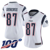 Women's Nike New England Patriots #87 Rob Gronkowski 100th Season White Vapor Untouchable Limited Authentic Stitched NFL Jersey