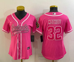 Women's Nike New Orleans Saints #32 Tyrann Mathieu Pink Joint Authentic Stitched baseball jersey