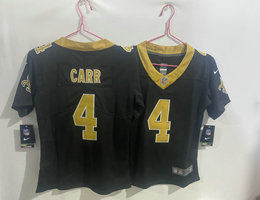 Women's Nike New Orleans Saints #4 Derek Carr Black Vapor Untouchable Authentic Stitched NFL Jersey