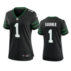 Women's Nike New York Jets #1 Ahmad Sauce Gardner Black 2024 Authentic Stitched NFL Jersey
