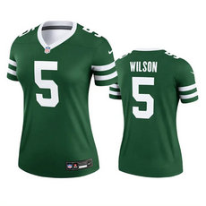 Women's Nike New York Jets #5 Garrett Wilson Green 2024 Authentic Stitched NFL Jersey