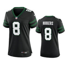 Women's Nike New York Jets #8 Aaron Rodgers Black 2024 Authentic Stitched NFL Jersey