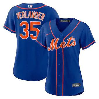 Women's Nike New York Mets #35 Justin Verlander Royal Authentic Stitched MLB Jersey