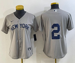Women's Nike New York Yankees #2 Derek Jeter no name 2021 Field of Dreams Authentic Stitched MLB Jersey