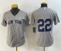 Women's Nike New York Yankees #22 Juan Soto no name 2021 Field of Dreams Authentic Stitched MLB Jersey