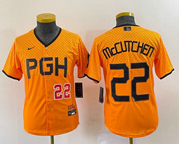 Women's Nike Pittsburgh Pirates #22 Andrew McCutchen Gold City Red 22 in front Authentic stitched MLB jersey