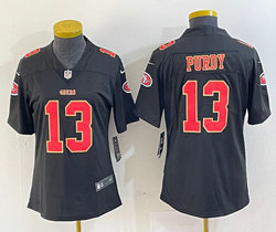 Women's Nike San Francisco 49ers #13 Brock Purdy Black fashion Gold Name Jersey