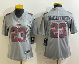 Women's Nike San Francisco 49ers #23 Christian McCaffrey Grey Atmosphere Fashion Authentic Stitched NFL Jersey