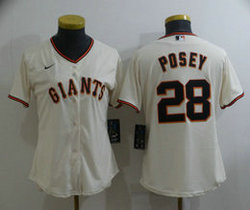 Women's Nike San Francisco Giants #28 Buster Posey Cream Game Authentic Stitched MLB Jersey