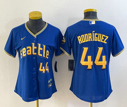 Women's Nike Seattle Mariners #44 Julio Rodriguez 2023 City Gold #44 on front Authentic Stitched MLB jersey