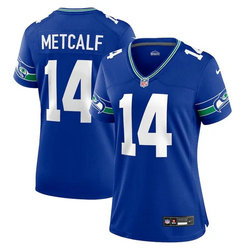 Women's Nike Seattle Seahawks #14 DK Metcalf BlueThrowback Vapor Untouchable Authentic Stitched NFL Jersey.webp