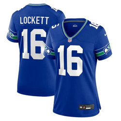 Women's Nike Seattle Seahawks #16 Tyler Lockett Blue Throwback Vapor Untouchable Authentic Stitched NFL Jersey.webp