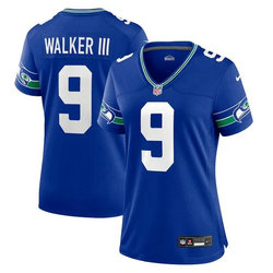 Women's Nike Seattle Seahawks #9 Kenneth Walker III Blue Throwback Vapor Untouchable Authentic Stitched NFL Jersey.webp