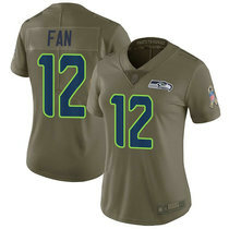 Women's Nike Seattle Seahawks 12th Fan 2017 Salute to Service Olive Authentic Stitched NFL Jersey
