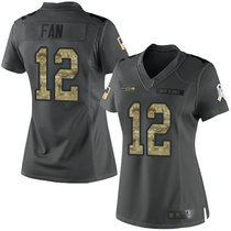Women's Nike Seattle Seahawks 12th Fan Black 2016 Salute to Service Authentic Stitched NFL Jersey
