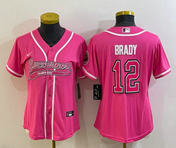 Women's Nike Tampa Bay Buccaneers #12 Tom Brady Pink Joint Authentic Stitched baseball jersey