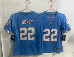 Women's Nike Tennessee Titans #22 Derrick Henry Light Blue Throwback Stitched Jersey