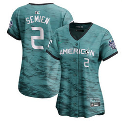 Women's Nike Texas Rangers #2 Marcus Semien Teal Royal 2023 All-Star Stitched Baseball Jersey