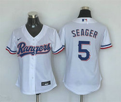 Women's Nike Texas Rangers #5 Corey Seager White Authentic Stitched MLB Jersey