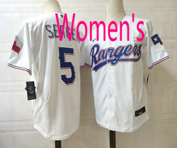 Women's Nike Texas Rangers #5 Corey Seager White Game Rangers Authentic Stitched MLB Jersey