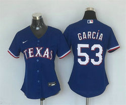 Women's Nike Texas Rangers #53 Adolis Garcia Blue Game Texas Authentic Stitched MLB Jersey