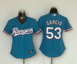 Women's Nike Texas Rangers #53 Adolis Garcia Light Blue Authentic Stitched MLB Jersey