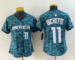 Women's Nike Toronto Blue Jays #11 Bo Bichette Teal 2023 All-Star Cool Base Stitched Jersey