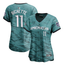 Women's Nike Toronto Blue Jays #11 Bo Bichette Teal 2023 All-Star Stitched Baseball Jersey