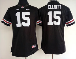 Women's Ohio State Buckeyes #15 Ezekiel Elliott Black Authentic Stitched College Football Jersey