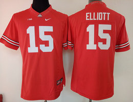 Women's Ohio State Buckeyes #15 Ezekiel Elliott Red Authentic Stitched College Football Jersey