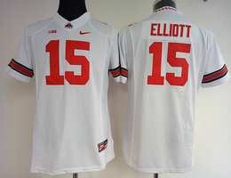 Women's Ohio State Buckeyes #15 Ezekiel Elliott White Authentic Stitched College Football Jersey
