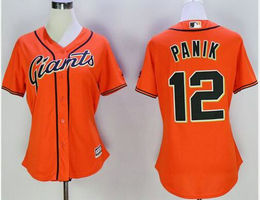 Women's San Francisco Giants #12 Joe Panik Orange New Majestic Authentic Stitched MLB Jersey