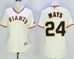 Women's San Francisco Giants #24 Willie Mays Cream New Majestic Authentic Stitched MLB Jersey