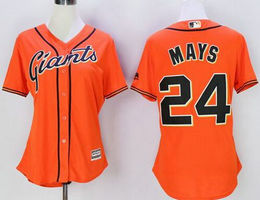 Women's San Francisco Giants #24 Willie Mays Orange New Majestic Authentic Stitched MLB Jersey