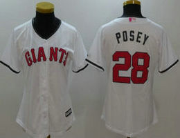 Women's San Francisco Giants #28 Buster Posey White Mother day Authentic Stitched MLB Jersey