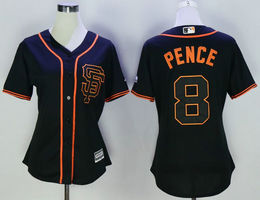 Women's San Francisco Giants #8 Hunter Pence Black New Majestic Authentic Stitched MLB Jersey