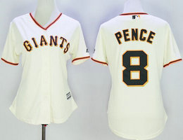 Women's San Francisco Giants #8 Hunter Pence Cream New Majestic Authentic Stitched MLB Jersey
