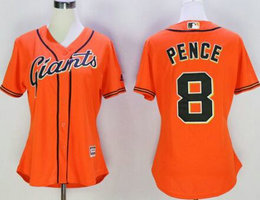 Women's San Francisco Giants #8 Hunter Pence Orange New Majestic Authentic Stitched MLB Jersey
