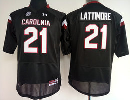 Women's South Carolina Fighting Gamecocks #21 Marcus Lattimore Black Authentic Stitched College Football Jersey
