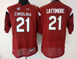 Women's South Carolina Fighting Gamecocks #21 Marcus Lattimore Red Authentic Stitched College Football Jersey