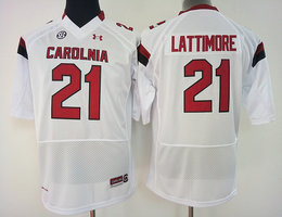 Women's South Carolina Fighting Gamecocks #21 Marcus Lattimore White Authentic Stitched College Football Jersey